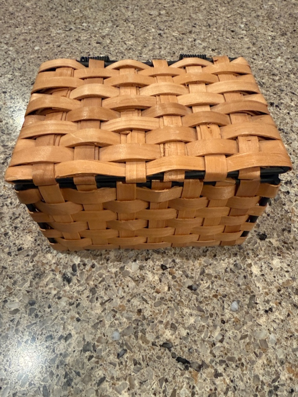 Woven Storage Basket - Tan Reed and Metal